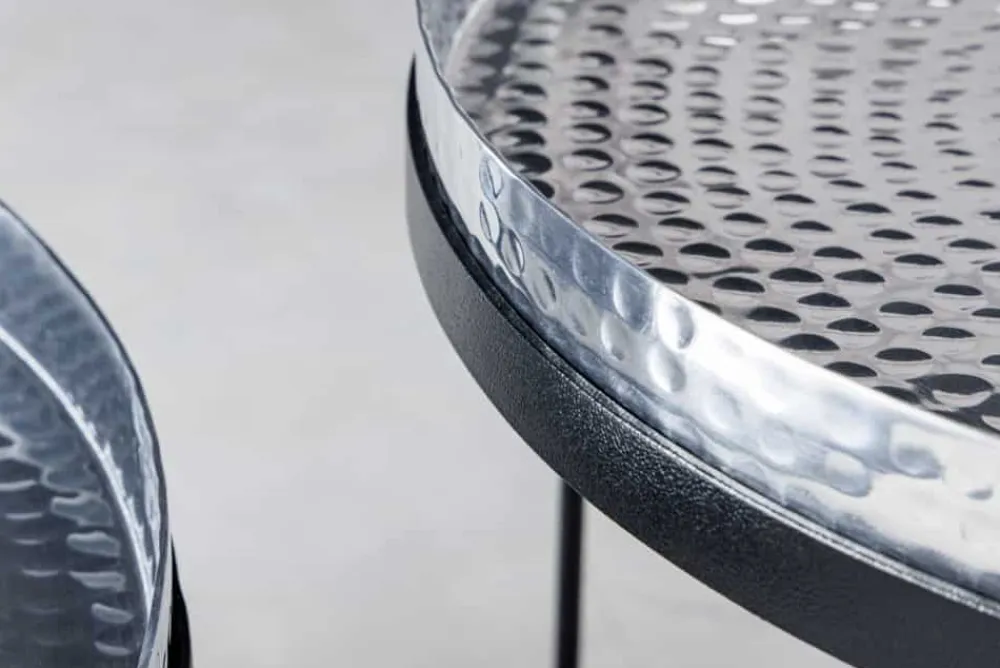 Riess-Ambiente Beistelltische > Design 2er Set Beistelltisch ELEMENTS 55cm silber Hammerschlag handmade rund