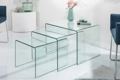 Riess-Ambiente Beistelltische|Couchtische & Truhen > Design 3er Set Glas Couchtisch FANTOME 60cm Beistelltische transparent