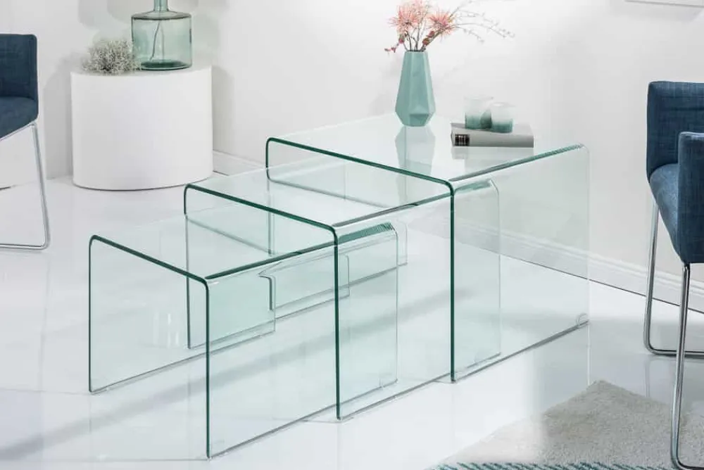 Riess-Ambiente Beistelltische|Couchtische & Truhen > Design 3er Set Glas Couchtisch FANTOME 60cm Beistelltische transparent