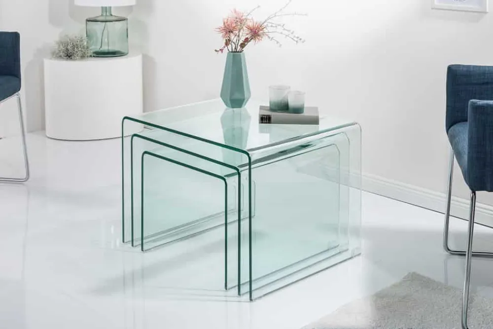 Riess-Ambiente Beistelltische|Couchtische & Truhen > Design 3er Set Glas Couchtisch FANTOME 60cm Beistelltische transparent
