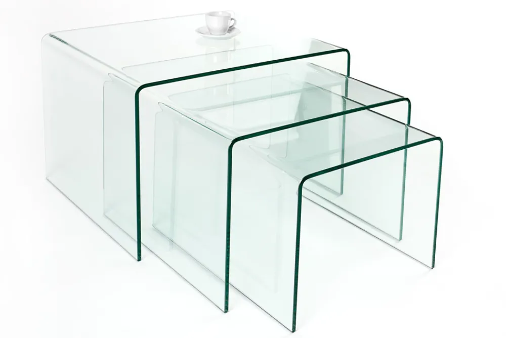 Riess-Ambiente Beistelltische|Couchtische & Truhen > Design 3er Set Glas Couchtisch FANTOME 60cm Beistelltische transparent