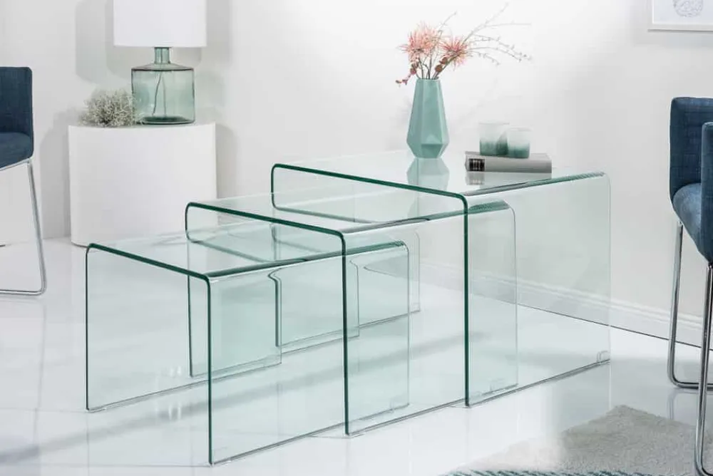 Riess-Ambiente Beistelltische|Couchtische & Truhen > Design 3er Set Glas Couchtisch FANTOME 60cm Beistelltische transparent