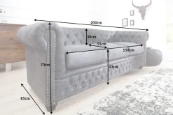 Riess-Ambiente 3-Sitzer Sofa > Design 3er Sofa CHESTERFIELD 200cm antik grau Federkern 3-Sitzer Loungesofa