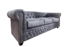 Riess-Ambiente 3-Sitzer Sofa > Design 3er Sofa CHESTERFIELD 200cm antik grau Federkern 3-Sitzer Loungesofa