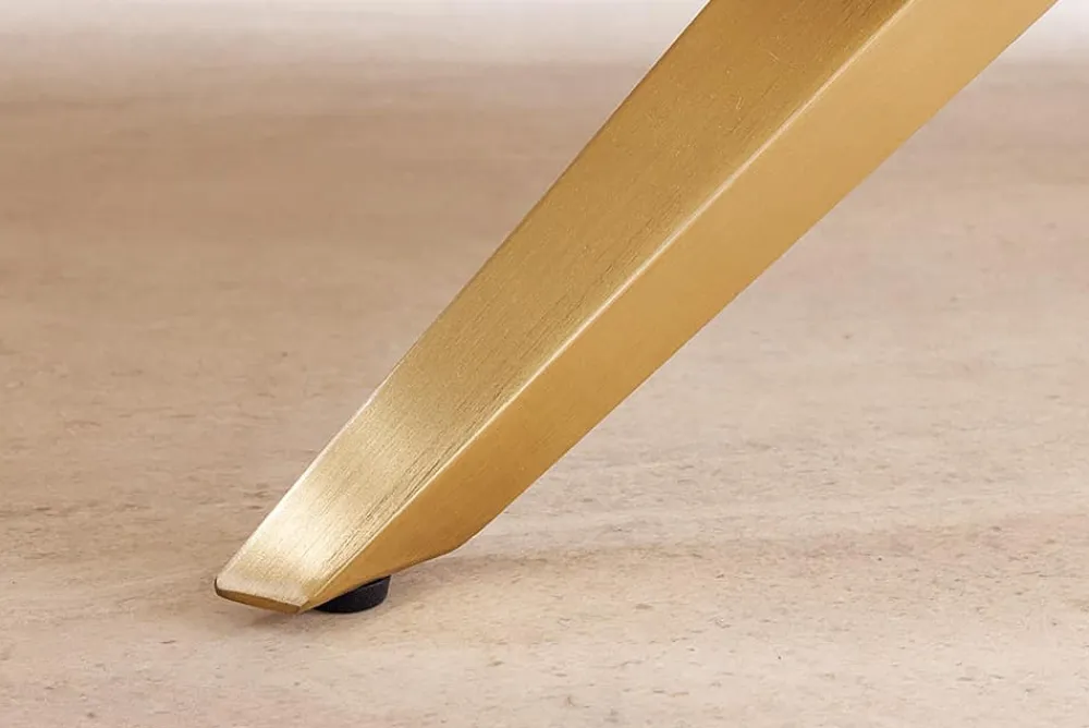 Riess-Ambiente Goldene Möbel|Esstische > Design Esstisch ART LIVING 200cm weiß Marmor Keramik Metall brushed champagner gold