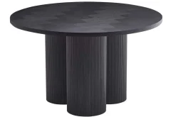 Riess-Ambiente Esstische|Retro Möbel > Design Esstisch BABYLON 120cm schwarz Fischgrät Eiche rund mit drei Säulenfüßen