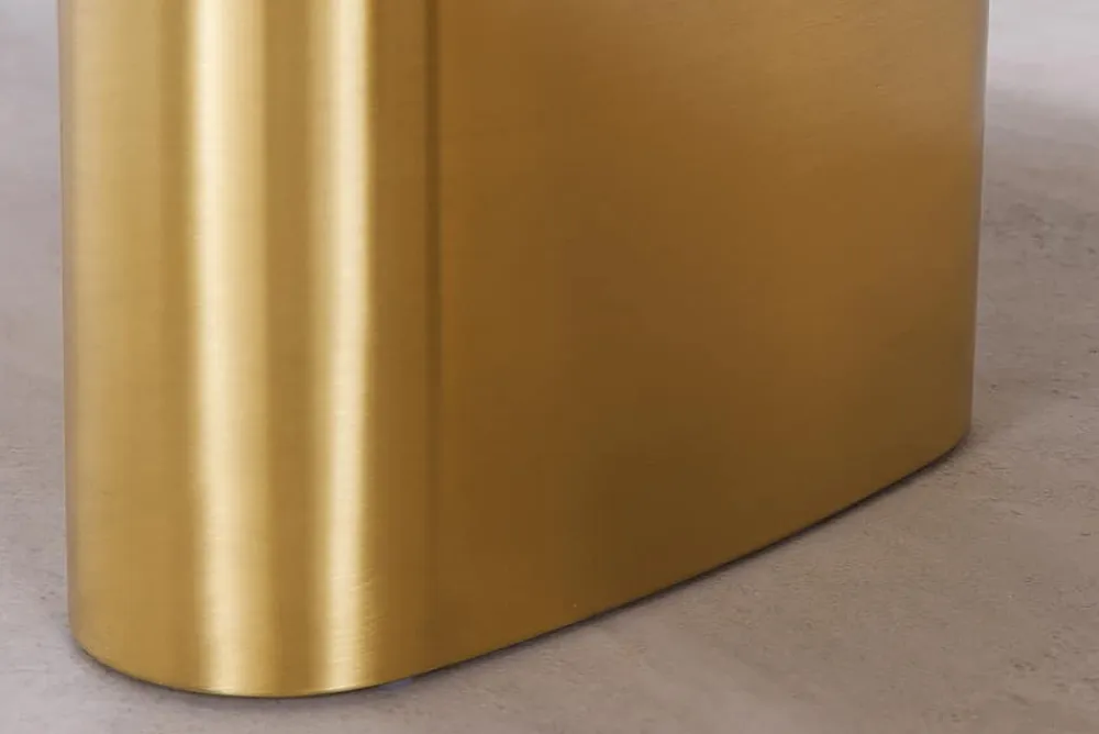 Riess-Ambiente Goldene Möbel|Esstische > Design Esstisch ORGANIC 200cm grau weiß braun Naturstein Marmor Metall brushed gold