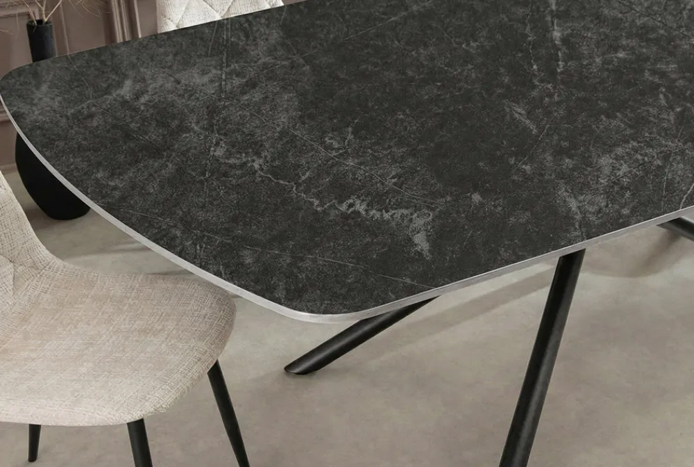 Riess-Ambiente Esstische > Design Esstisch OSAKA 160cm anthrazit Keramik schwarz Sterngestell Metall