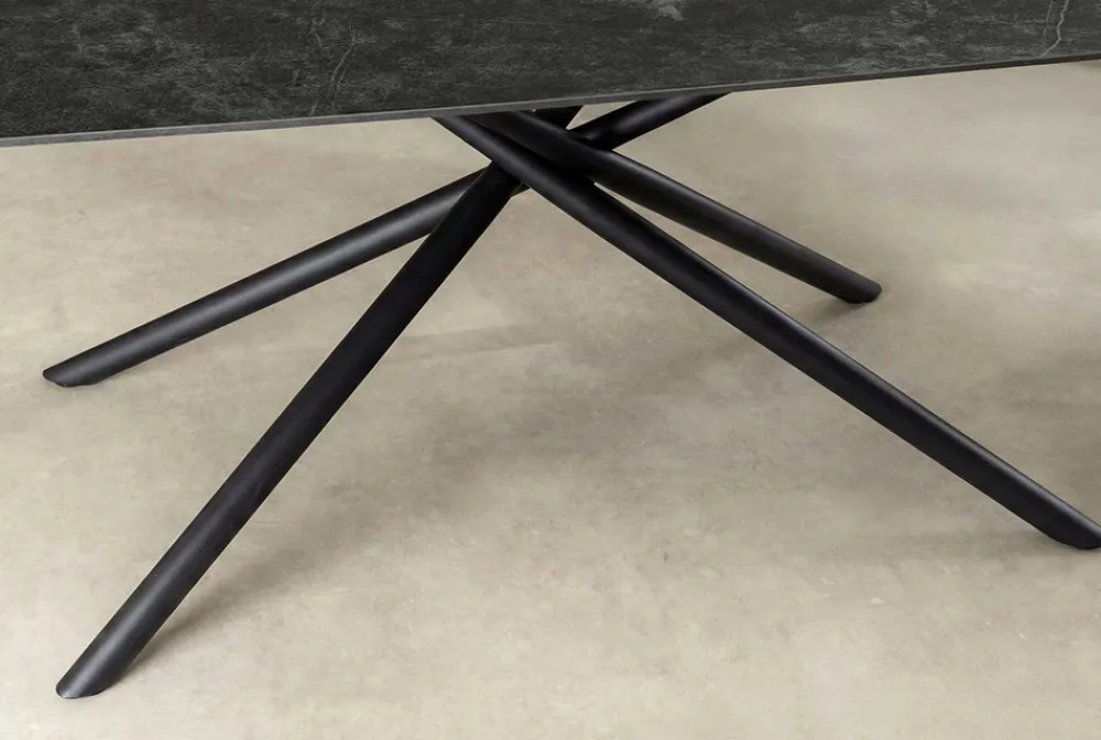 Riess-Ambiente Esstische > Design Esstisch OSAKA 160cm anthrazit Keramik schwarz Sterngestell Metall