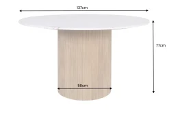 Riess-Ambiente Skandinavisch|Esstische > Design Esstisch TRES CHIC 140cm weiß Marmorplatte rund braun Mangoholz