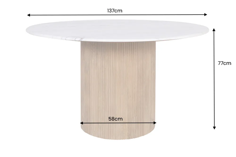 Riess-Ambiente Skandinavisch|Esstische > Design Esstisch TRES CHIC 140cm weiß Marmorplatte rund braun Mangoholz