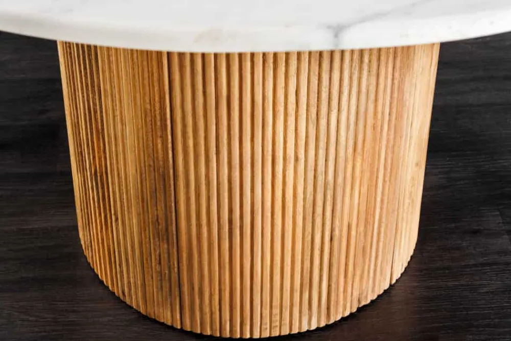 Riess-Ambiente Skandinavisch|Esstische > Design Esstisch TRES CHIC 140cm weiß Marmorplatte rund braun Mangoholz
