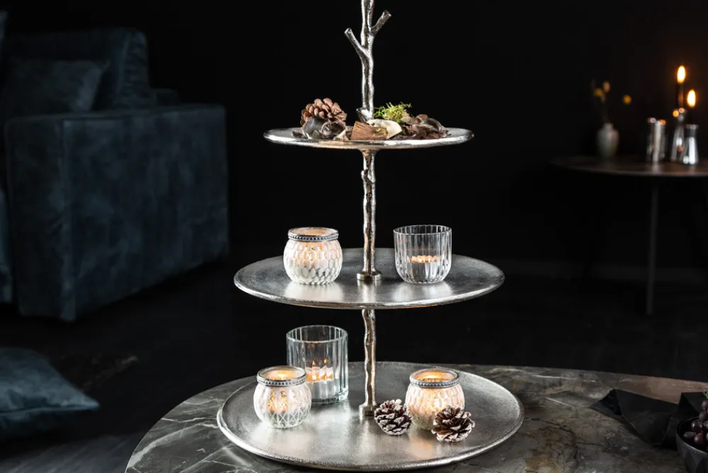 Riess-Ambiente Etageren & Tabletts > Design Etagere ABSTRACT 50cm silber mit drei Etagen