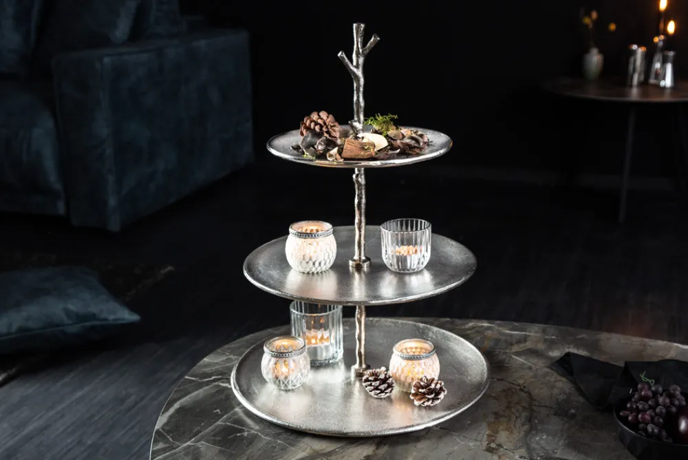 Riess-Ambiente Etageren & Tabletts > Design Etagere ABSTRACT 50cm silber mit drei Etagen