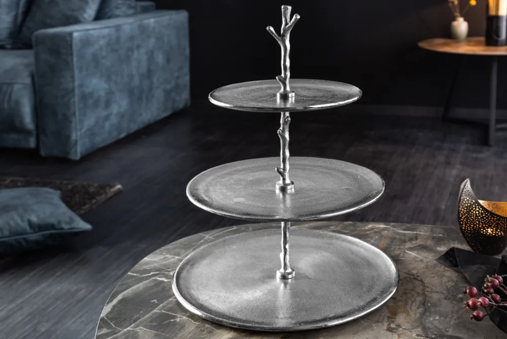 Riess-Ambiente Etageren & Tabletts > Design Etagere ABSTRACT 50cm silber mit drei Etagen