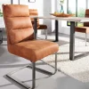 Riess-Ambiente Freischwinger|Industrial Loft > Design Freischwinger Stuhl COMFORT hellbraun mit Edelstahl-Gestell