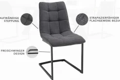 Riess-Ambiente Freischwinger|Industrial Loft > Design Freischwinger Stuhl MIAMI dunkelgrau Metallgestell matt schwarz