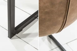 Riess-Ambiente Freischwinger|Industrial Loft > Design Freischwinger Stuhl MIAMI taupe antik Microfaser Metallgestell matt schwarz