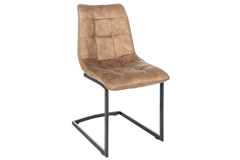 Riess-Ambiente Freischwinger|Industrial Loft > Design Freischwinger Stuhl MIAMI taupe antik Microfaser Metallgestell matt schwarz