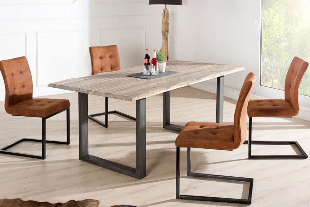 Riess-Ambiente Freischwinger|Industrial Loft > Design Freischwinger Stuhl OXFORD vintage braun Gestell Eisen