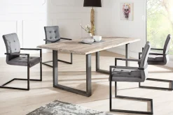 Riess-Ambiente Freischwinger|Industrial Loft > Design Freischwinger Stuhl OXFORD vintage grau mit Armlehne Eisengestell