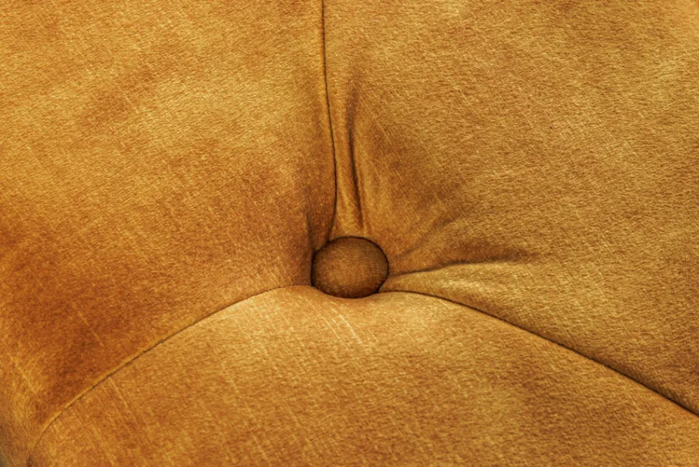 Riess-Ambiente Polsterhocker|Sitzhocker > Design Fußhocker CHESTERFIELD 80cm senfgelb Samt Knopfheftung Nietenbesatz