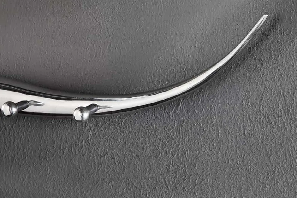 Riess-Ambiente Wanddekoration|Garderoben > Design Garderobe BULL 100cm Aluminium Wanddekoration Stierkopf