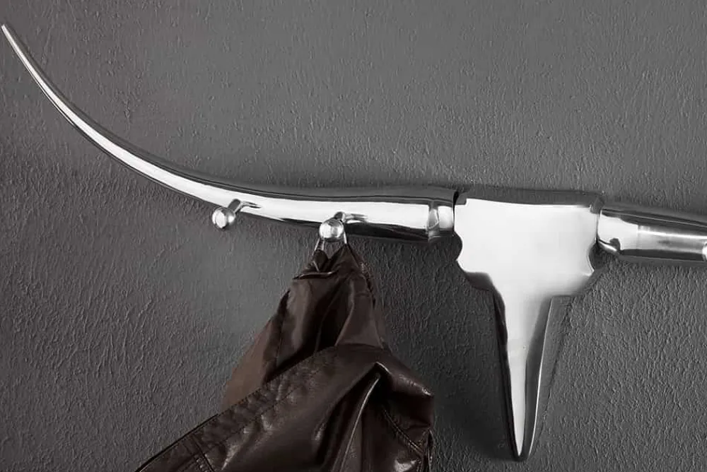 Riess-Ambiente Wanddekoration|Garderoben > Design Garderobe BULL 100cm Aluminium Wanddekoration Stierkopf