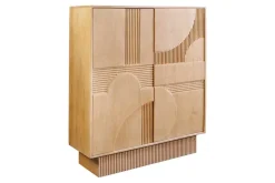 Riess-Ambiente Mehr...|Massivholzschränke > Design Highboard ART DECO 120cm weiß gekälkt Mangoholz massiv 3D Front
