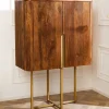 Riess-Ambiente Highboards|Retro Möbel > Design Highboard GATSBY 125cm braun mattgold Mangoholz Retro