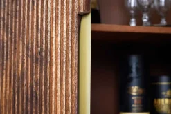 Riess-Ambiente Highboards|Retro Möbel > Design Highboard GATSBY 125cm braun mattgold Mangoholz Retro