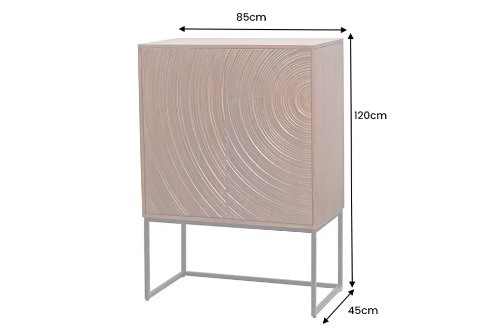 Riess-Ambiente Mehr...|Massivholzschränke > Design Highboard ORBIT 120cm braun Mangoholz mit 3D-Front schwarz Metall