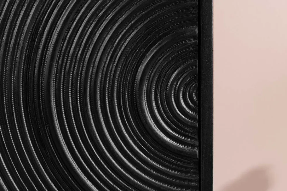 Riess-Ambiente Mehr...|Massivholzschränke > Design Highboard ORBIT 120cm schwarz Mangoholz mit 3D-Front Metall
