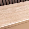 Riess-Ambiente Highboards|Retro Möbel > Design Highboard SAVOY 130cm grau beige greige Travertin Keramik Stauraum 3D-Front