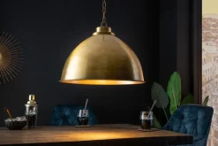 Riess-Ambiente Goldene Möbel|Hängelampen > Design Hängelampe INDUSTRIAL 45cm gold Metall rund Pendelleuchte höhenverstellbar