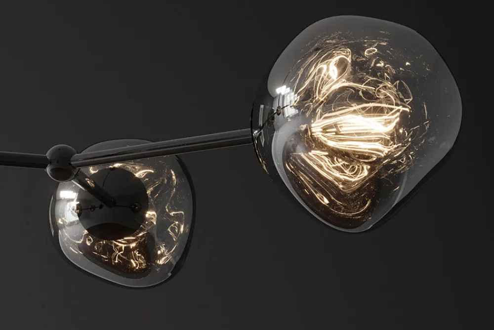 Riess-Ambiente Hängelampen > Design Hängelampe LIQUID DIAMOND 100cm smoke schwarz Glas fünf Schirme Kugelleuchte