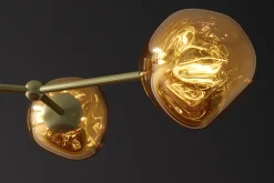Riess-Ambiente Goldene Möbel|Hängelampen > Design Hängelampe LIQUID DIAMOND 100cm gold Glas Stahl fünf Schirme Kugelleuchte