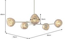 Riess-Ambiente Goldene Möbel|Hängelampen > Design Hängelampe LIQUID DIAMOND 100cm gold Glas Stahl fünf Schirme Kugelleuchte