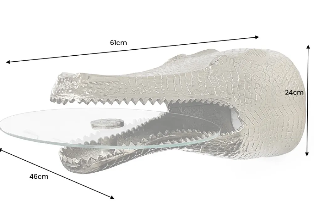 Riess-Ambiente Beistelltische > Design Hängetisch WILDLIFE CROCODILE 60cm silber Metall Krokodil Beistelltisch