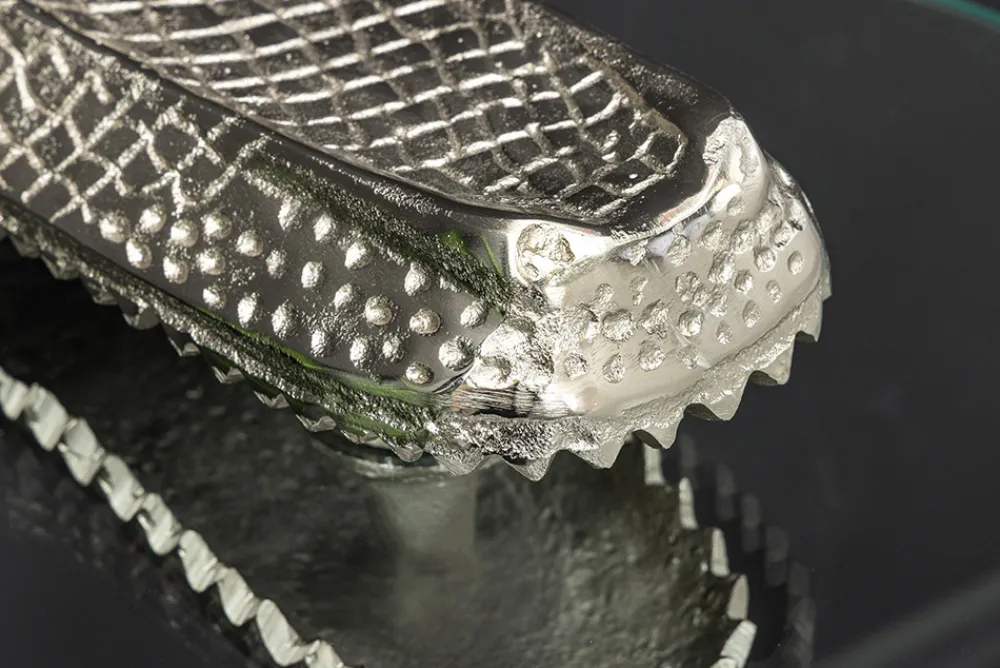 Riess-Ambiente Beistelltische > Design Hängetisch WILDLIFE CROCODILE 60cm silber Metall Krokodil Beistelltisch