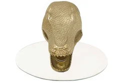 Riess-Ambiente Beistelltische|Couchtische & Truhen > Design Hängetisch WILDLIFE CROCODILE 75cm gold Krokodil oval Glas Beistelltisch