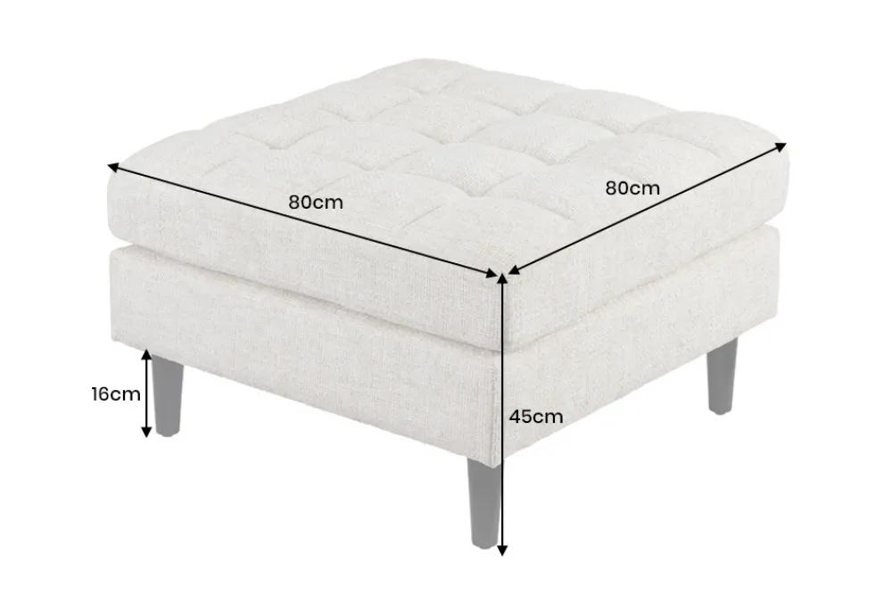 Riess-Ambiente Polsterhocker|Sitzhocker > Design Hocker COZY VELVET 80cm beige Chenille Federkern Holzfüße
