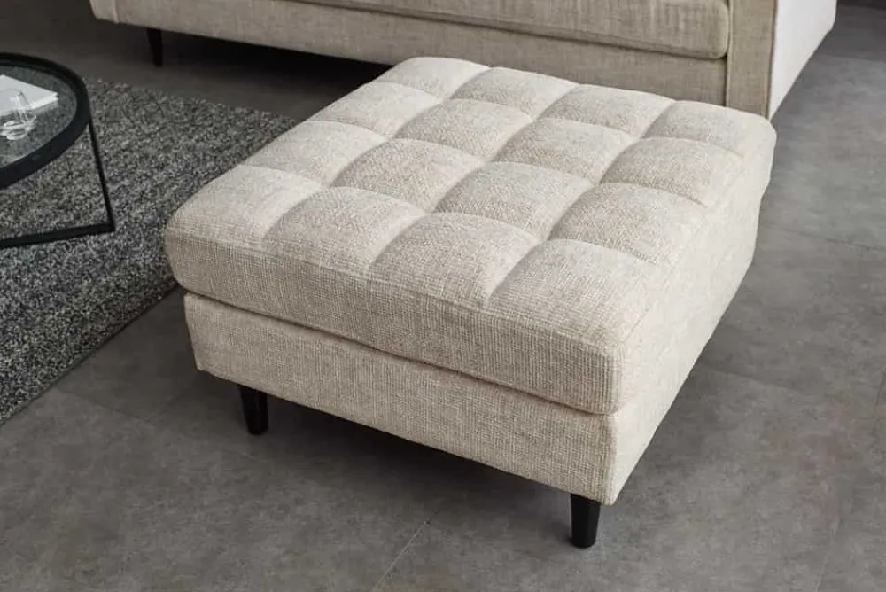 Riess-Ambiente Polsterhocker|Sitzhocker > Design Hocker COZY VELVET 80cm beige Chenille Federkern Holzfüße