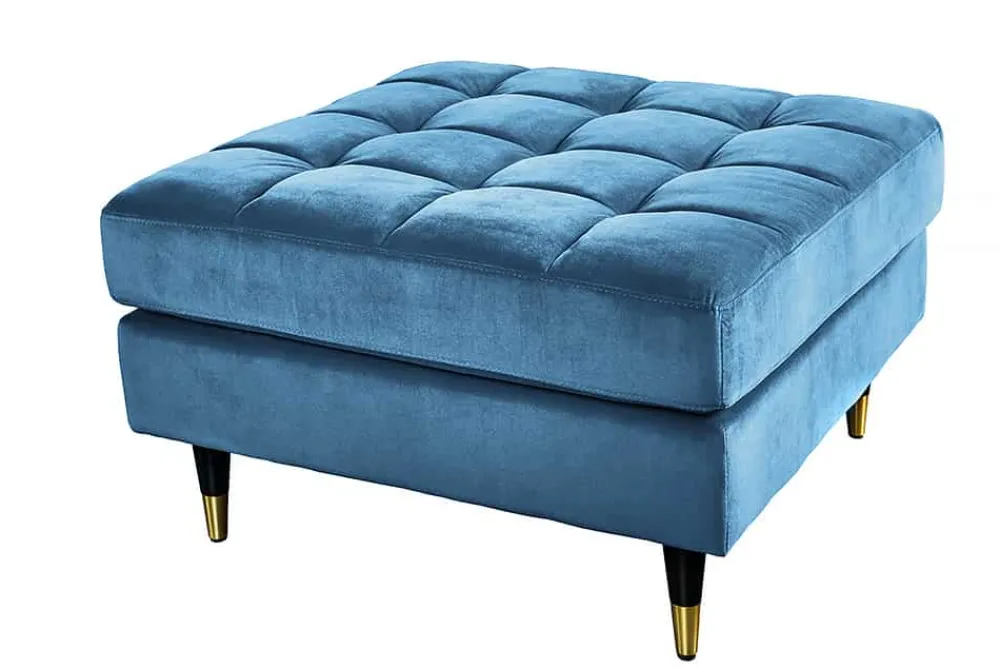 Riess-Ambiente Polsterhocker|Sitzhocker > Design Hocker COZY VELVET 80cm petrol blau gold Samt Metallfüße