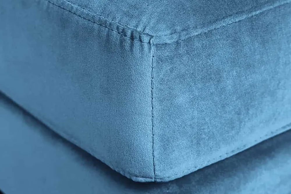 Riess-Ambiente Polsterhocker|Sitzhocker > Design Hocker COZY VELVET 80cm petrol blau gold Samt Metallfüße