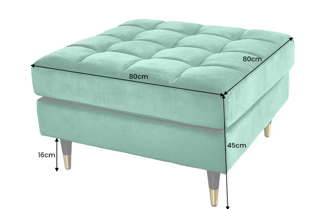 Riess-Ambiente Polsterhocker|Sitzhocker > Design Hocker COZY VELVET 80cm smaragdgrün Samt goldene Füße