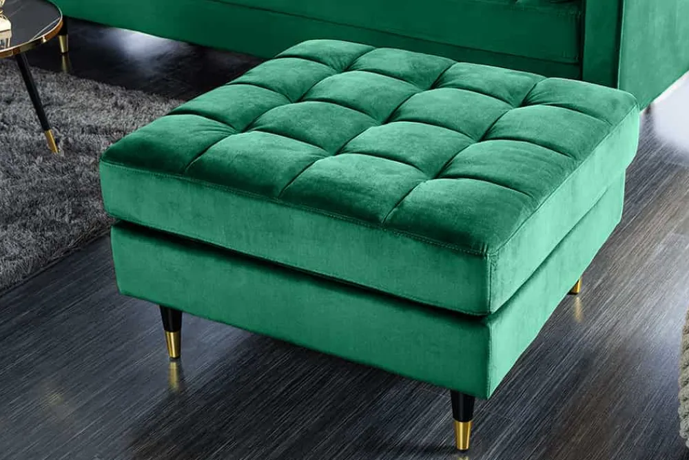 Riess-Ambiente Polsterhocker|Sitzhocker > Design Hocker COZY VELVET 80cm smaragdgrün Samt goldene Füße