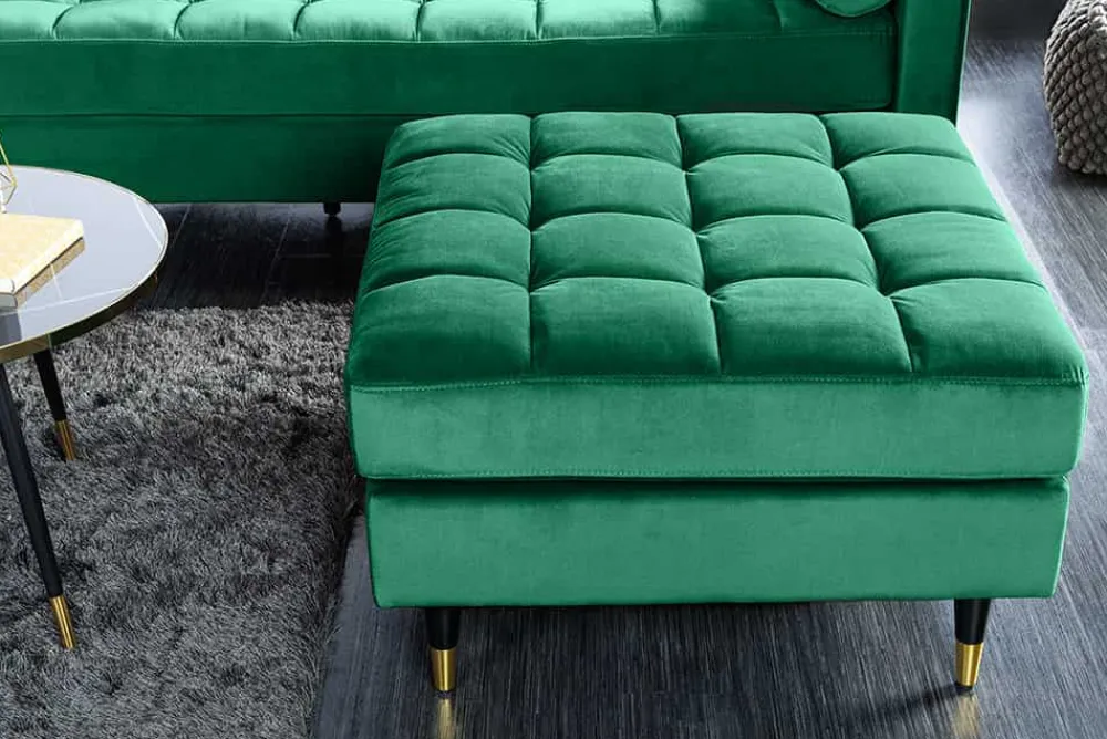 Riess-Ambiente Polsterhocker|Sitzhocker > Design Hocker COZY VELVET 80cm smaragdgrün Samt goldene Füße