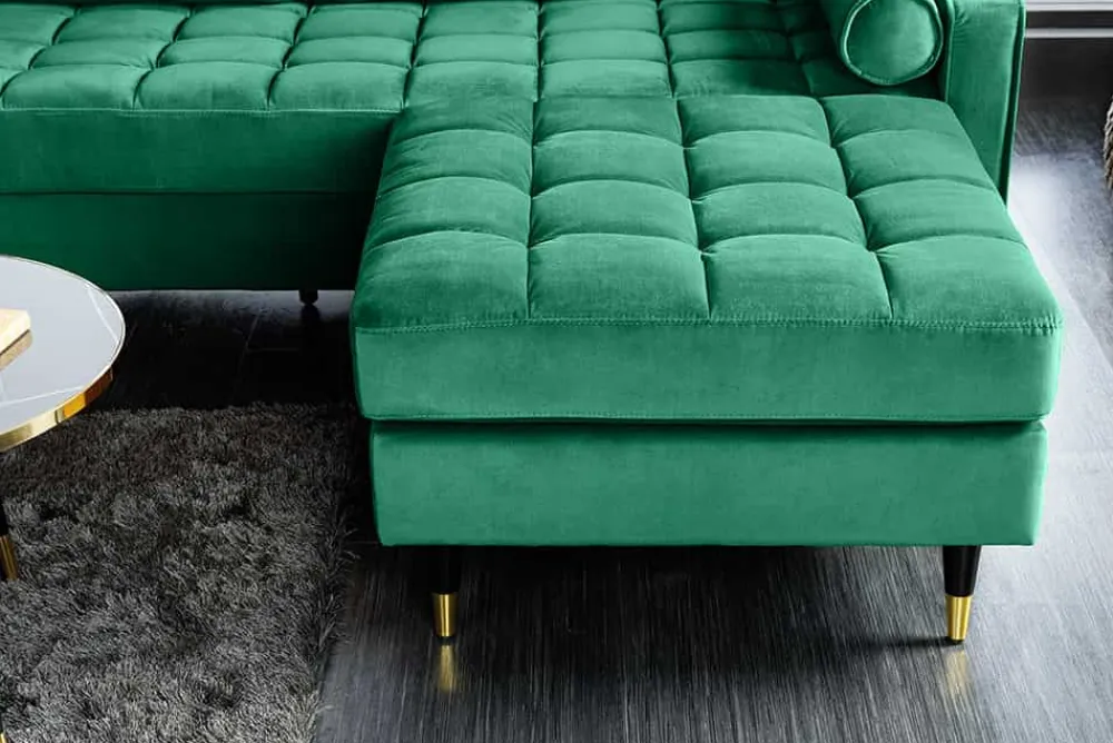 Riess-Ambiente Polsterhocker|Sitzhocker > Design Hocker COZY VELVET 80cm smaragdgrün Samt goldene Füße