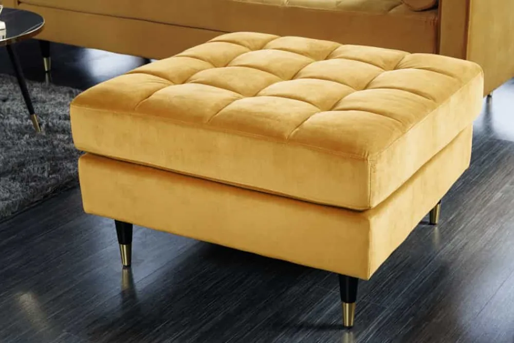 Riess-Ambiente Polsterhocker|Sitzhocker > Design Hocker COZY VELVET 80cm senfgelb gold Samt Metallfüße